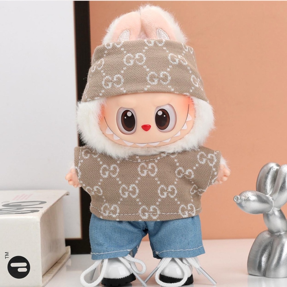 Labubu Luxury Black Beanie and Sweater Set